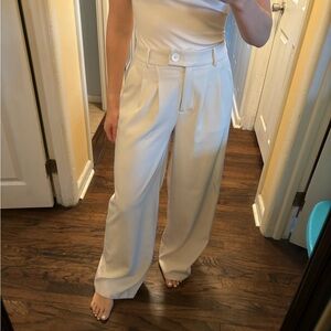 Princess Polly high waist white trousers